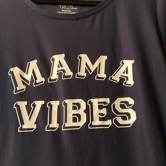 NWOT Time and Tru “Mama Vibes” Maternity Shirt Navy Cinched Sides Size Large - Picture 4 of 5
